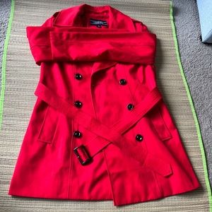 Lands’ End Ruby Red Pea Coat